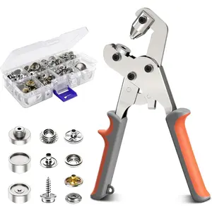 Snap Fastener Tool, Heavy Duty Snap Fastener Kit with 140 count Snap Buttons, Handheld Snap Pliers Canvas Repair Kit for Leather, Boat Covers, Marine Canvas, Tarp, Fabric