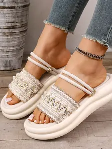 Elegant Fairy Style Sandals for Women, Summer Outdoor Wear, New Pregnant Woman Shoes, Versatile with Dresses, Beach Thick Sole Slippers, Footwear