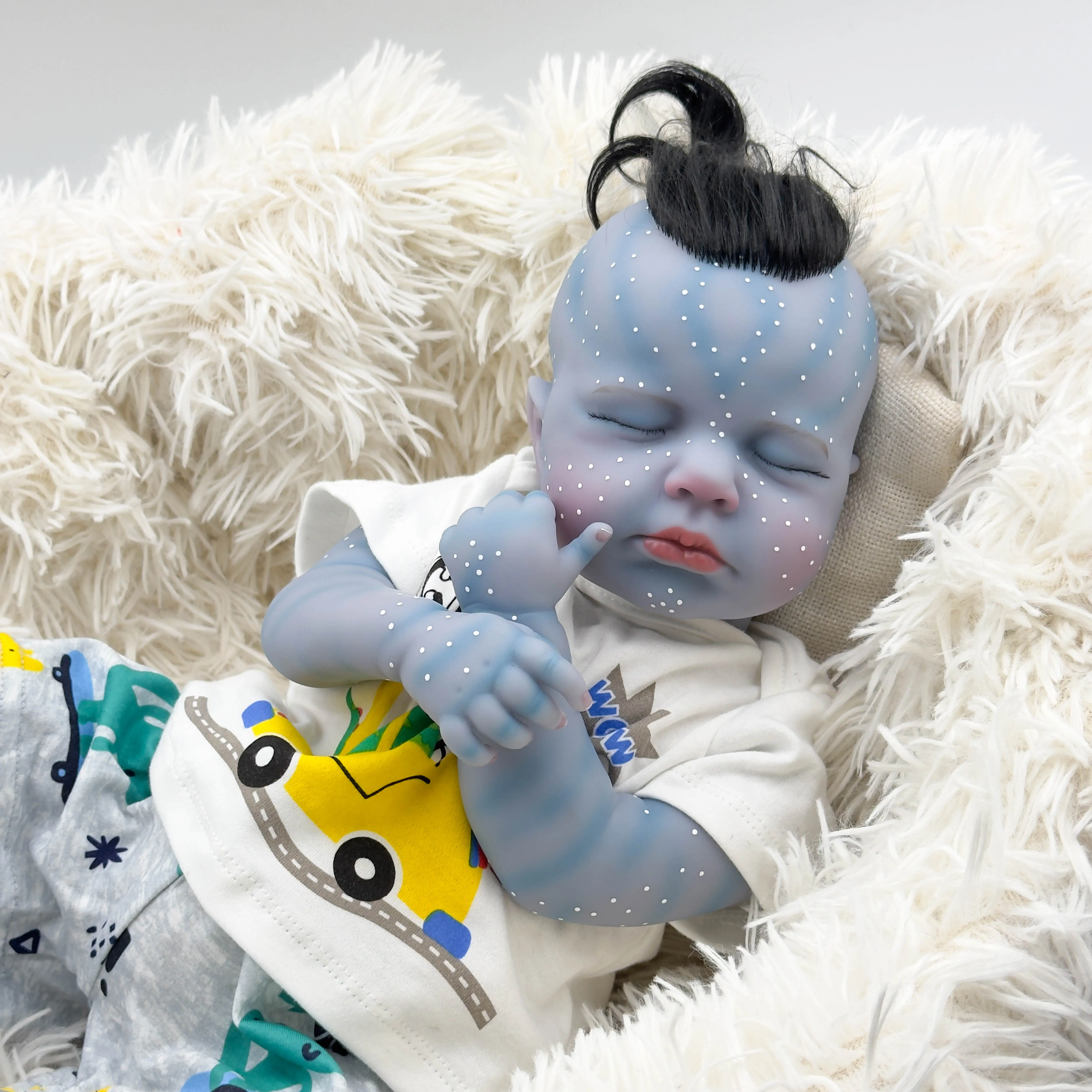 20in Reborn Baby Doll LouLou Avatar - Vinyl Cloth Body, Realistic Rooted Hair, Sleeping Newborn Doll with Poseable Limbs, Unisex for Role Play, Newborn Baby Stuff