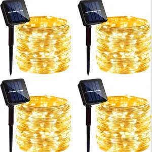 4 Pack Solar Fairy Lights 132Ft 400 LED, Outdoor Twinkle Light With 8 Modes, Waterproof Silver Wire String Lights For Garden Patio Party Weding Decorations