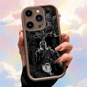 Gothic Berserk Anime Phone Case for iPhone 17 Pro Max 16 E 15 14 Plus 13 12 11 Pro Max & Samsung S21S22 S23 S24 S25 S26 Ultra Plus, Dark Manga Guts & Cross Design, Cool Case for Anime Fans