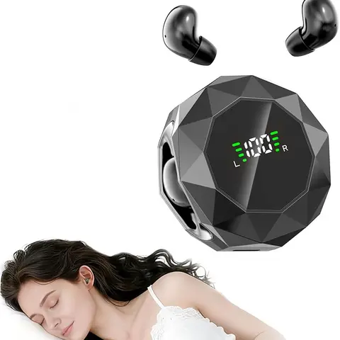 Wireless Bluetooth Earbuds - Invisible Micro Tiny Discreet Hidden Gym-Ready Mini Audio Headset, Rechargeable Type-C Charging, LED Screen with At-Glance Info Showing Battery, Wireless Freedom No Cables, for Sleeping Work
