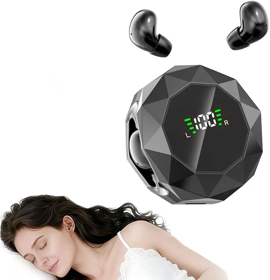 Invisible Sleep Earbuds, Mini Wireless Bluetooth Headphones, Type-C Rechargeable, Micro Tiny Discreet Hidden Earbuds with LED Screen for Sleeping/Work/Gym