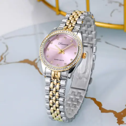 Women's Elegant Silver-Tone Round Dial Quartz Watch, Stainless Steel Wristwatch with Analog Display, Gift for All Seasons, Exquisite Rhinestone Wrist Watch Rhinestone Decorated Watch