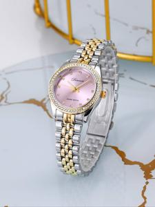Women's Elegant Silver Color Quartz Watch Stainless Steel Wristwatch with Analog Display, Round Dial, Stainless Steel Case, Perfect Gift for All Seasons Exquisite Watch Rhinestone Wrist Watch
