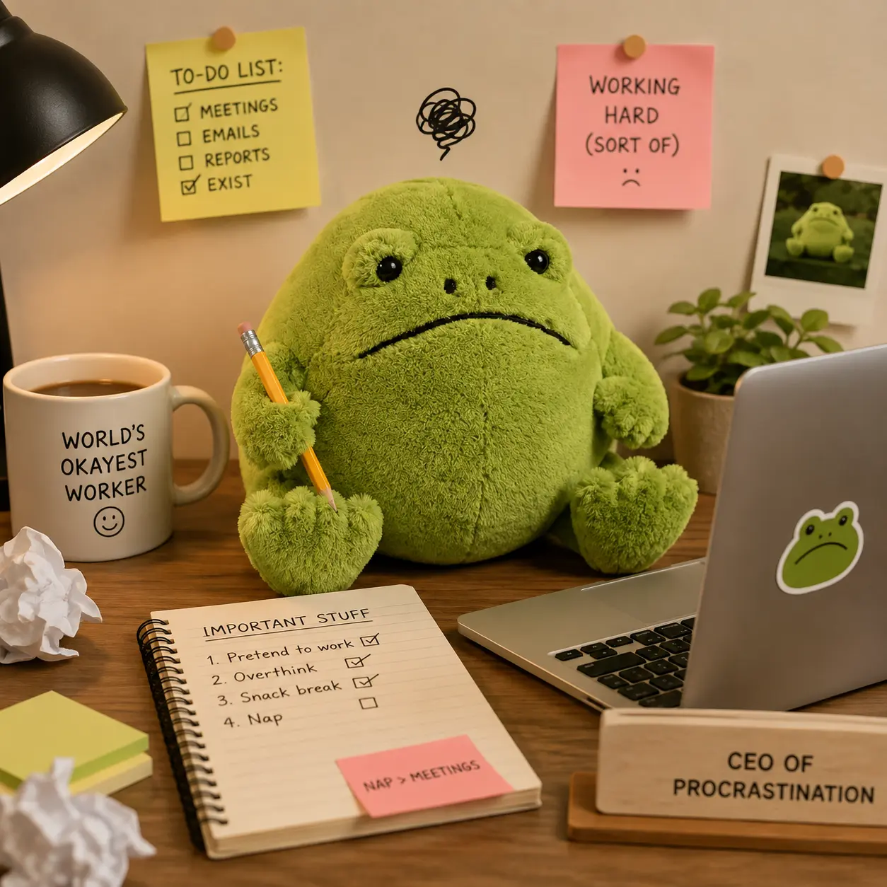 Jellycat Grumpy Frog Plush – Soft Green Stuffed Animal, Cute Funny Frog Toy, Cozy Gift for Kids & Frog Lovers