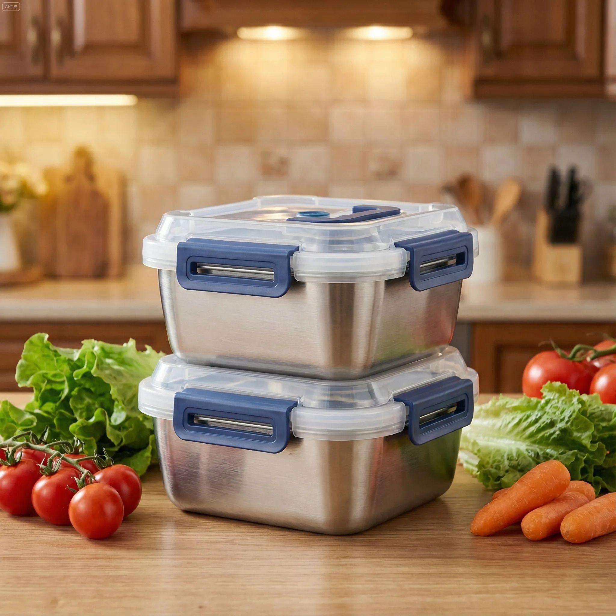 Yakimoto 2/4/6/8/10 PCS Extra-Large Stainless Steel Food Storage Containers With Blue Lids - Deep Design, Airtight Seal, Perfect For Refrigerator Organization, Meal Prep, Lunch Boxes & Kitchen Pantry Yakimoto 2/4/6/8/10 PCS Extra-Large Stainless Steel Food Storage Containers With Blue Lids - Deep Design, Airtight Seal, Perfect For Refrigerator Organization, Meal Prep, Lunch Boxes & Kitchen Pantry