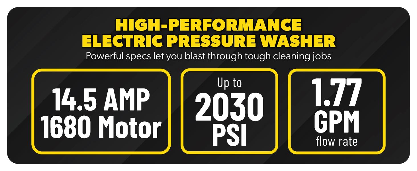 Chemical Guys ProFlow PM2000 Pro Electric High Pressure Washer - 2030 PSI, 1.77 GPM, Compact Lightweight Portable Design, Spray Gun, 4 Nozzles, Hose & Wand Pressure Washer Accessories for Auto Detailing, Home Cleaning, Portable Pressure Washer Chemical Guys ProFlow PM2000 Pro Electric High Pressure Washer - 2030 PSI, 1.77 GPM, Compact Lightweight Portable Design, Spray Gun, 4 Nozzles, Hose & Wand Pressure Washer Accessories for Auto Detailing, Home Cleaning, Portable Pressure Washer