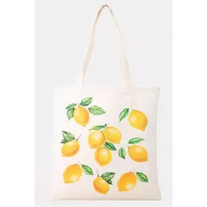 Women's Polyester Lemon Print Tote Bag