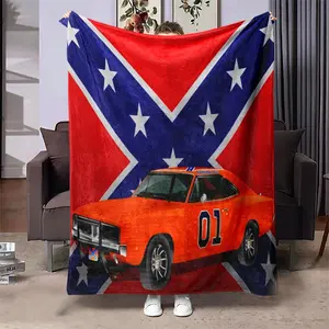 Dukes of Hazzard Theme Flannel Blanket, Soft Warm Anti-Pilling, Ideal for Naps Camping Travel, All-Season Gift