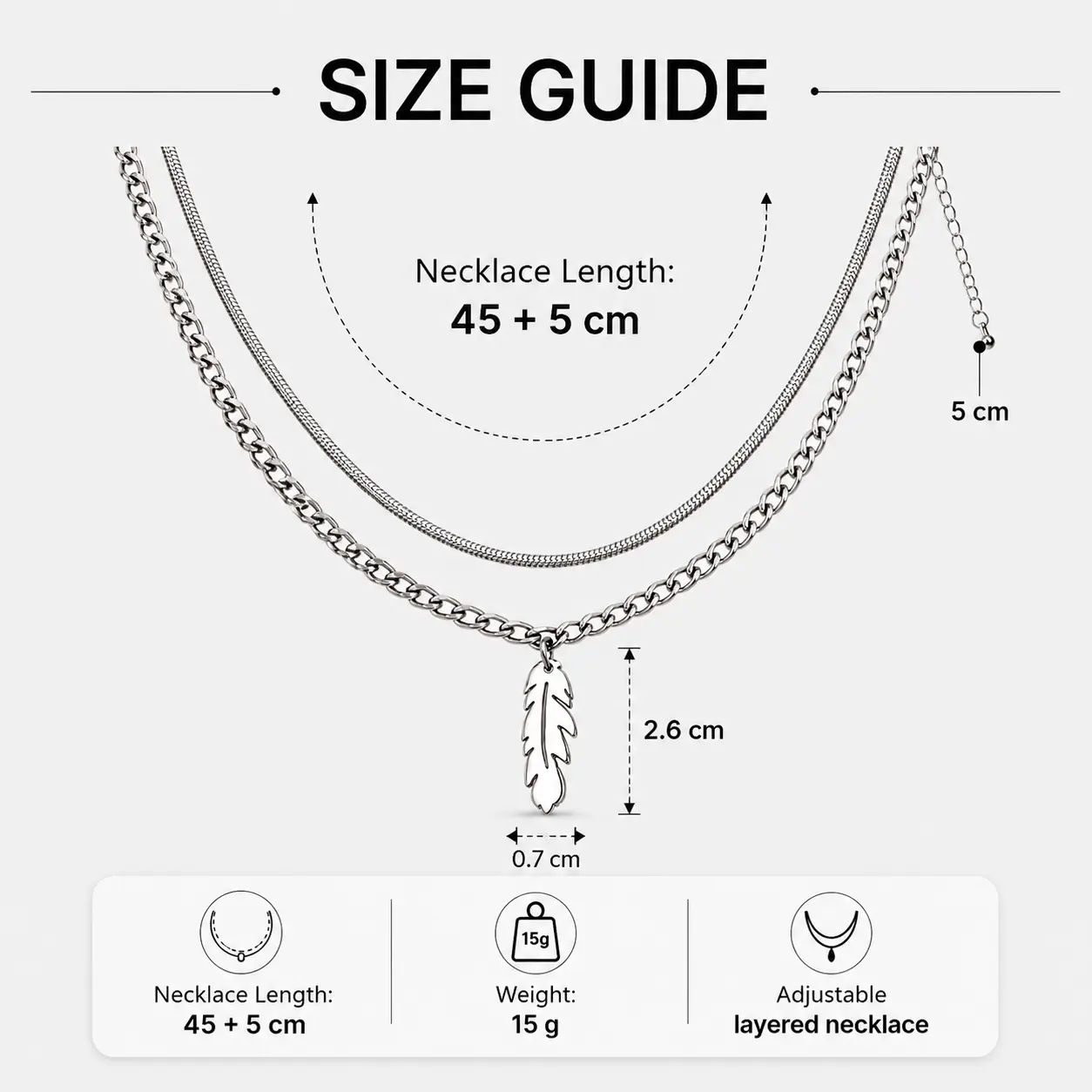 Adjustable Cross Feather Design Pendant Necklace - Silver-Tone Flexible Snake Curb & Mixed-Chain, 15g Elegant Sparkling Lightweight Minimalist Costume Jewelry, Long Decorative Layered Chains, Unisex Daily Accessory, Metal Coating, Ideal Gift