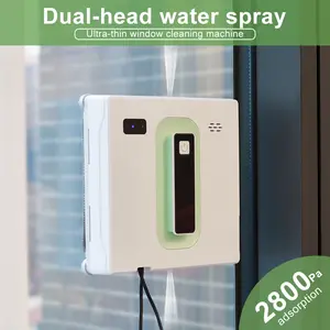 Robot Window Cleaner Smart Memory,High Vacuum Suction, Laser Sensor, Home Wall Glass Cleaning Robot Automated Window Cleaner for High Windows, Compact Design, Dual Nozzles with Ultrasonic Spray,Intelligent Path Planning, Anti-Slipping System