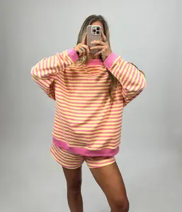 Pink Sunset Striped Lounge Pullover