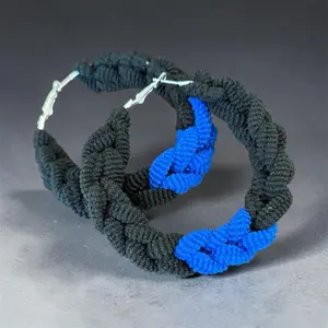 Black & Blue Scrunchie Hoop Earring