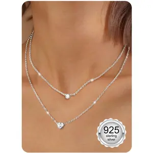 MILACOLATO Sterling Silver Necklaces for Women Choker Necklaces Heart Zircon Butterfly Gold Necklace Chain Rose Gold Necklace Silver Necklaces for Women Layered Necklaces Gold Jewellery