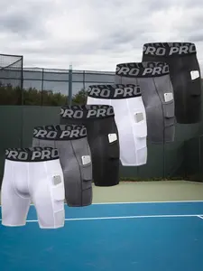 6 Pack Men's Letter Tape Pocket Boxer Brief, Quick Drying Breathable Comfortable Compression Underwear for Men, Casual Men's Underwear for All Seasons springtok