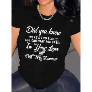 Women's Letter Print Round Neck Tee, Fashion Casual Crew Neck T-shirt for Daily Holiday Vacation Outdoor Wear, Ladies Clothes for Summer