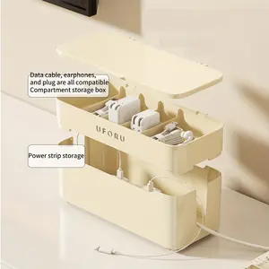Cable management box with rollers, desktop cable management box with cover, storage box