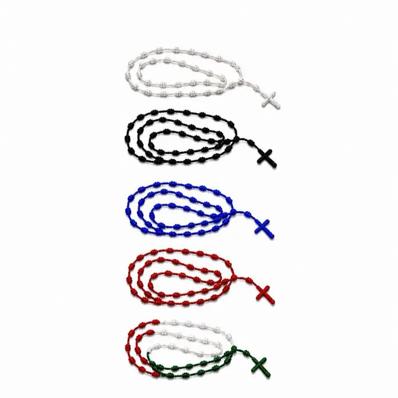 Lightweight Knotted Rosary Cross String Necklace For Men & Women Durable Braided knotted Cord