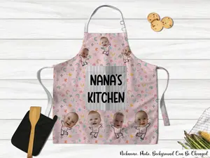 Nana's Mom's Kitchen - Custom Kid Face Photo Family Personalized Custom 3D Inflated Effect Printed Apron - Mother's Day, Gift For Mom, Grandma