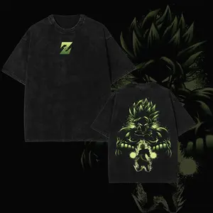 PODTIFY Limited Edition "Supper Saiyan - Broly" - DB Anime Oversize Lightweight Acid Washed Tee - Hoodies - Sweater, Graphic Men Vintage Streetwear, Gift For Dragon Ball Fans, Anime Lover