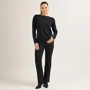 DG2 by Diane Gilman Novelty Button Crew Neck Top