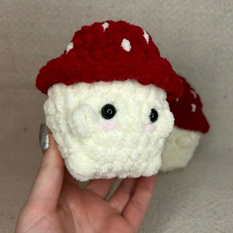 crochet chunky mushroom plushie stuffed animal