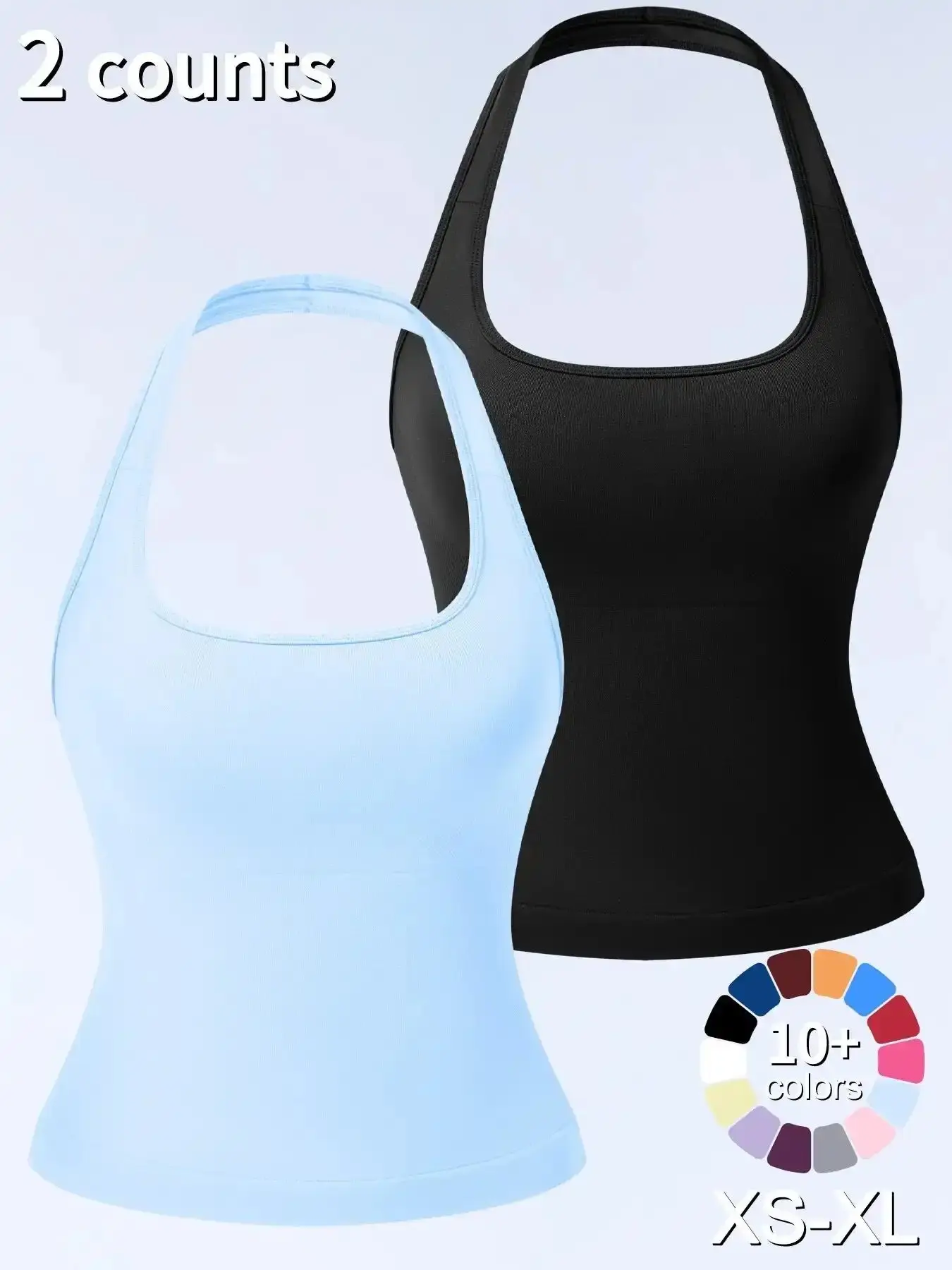 1/2/3 Pcs Women's Yoga Halter Neck Sleeveless Sports Top Tank with Removable Pads, Three-Layer Seamless Backless Tops Casual Solid Color Soft All Seasons Wear Activewear Clothes put together contemporary