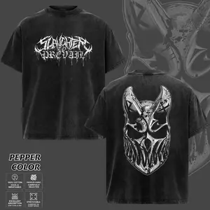 Slaughter To Prevail Grizzly Metal Mask Logo Black T-Shirt, Unisex Oversize Heavyweight Cotton Rock Band Tee, Gothic Streetwear Aesthetic Shirt, Metalhead Gift
