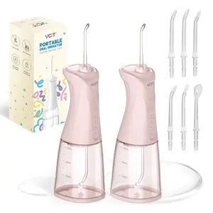 VCIT Water Flosser for Braces - 350ML Cordless Portable Oral Irrigator with 4 Modes & IPX7 Waterproof for Kids and Adults, Travel & Shower Use（Pink）