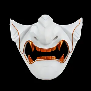 1pc, Halloween Samurai Half Face Prajna COS Dress Up Prom Dress Up Home Hanging Ornament Party Tattoo Shop Resin Mask