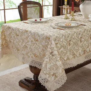 Single-pack double-layer sequined embroidered lightning pattern tablecloth in multiple colors, large size. Suitable for indoor and outdoor events, parties and celebrations, weddings, holiday dinners, banquets, restaurants, and Western-style tablecloths.