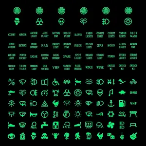 132pcs Centre Console Switch Luminous Stickers for Car Night Safety Luminous Decals Circuit Panel Label Glow in The Dark Accessories for Boat Trailer Car Headlight Control GPS