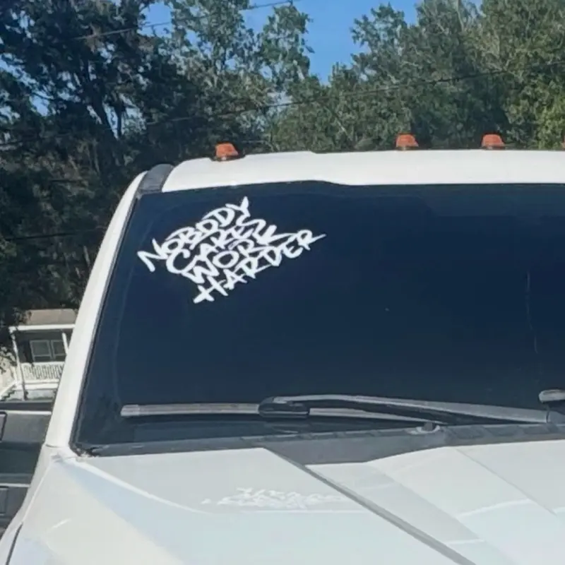 "Nobody Cares Work Harder" Humor Waterproof Vinyl Car Sticker - Stickers for Cars, Truck-Fit Vinyl Truck Decal, Aces Cards Design, Vehicle Exterior Decoration, Automotive Exterior Accessory