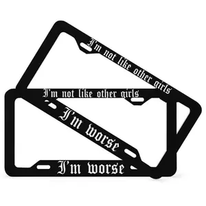 I'm Not Like Other Girls I'm Worse License Plate Frame, Black Funny Quote Gothic Vehicle Accessories for Car Bumper, Witchy New Car Gift
