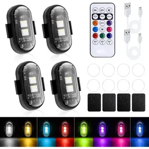 2/4/6/8/10-Pack LED Car Flashing Lights - Wireless Remote Control, 8-Color Waterproof Lights with USB Charging, for Cars, Drones, Motorcycles, Trucks as Ambient or Warning Lighting