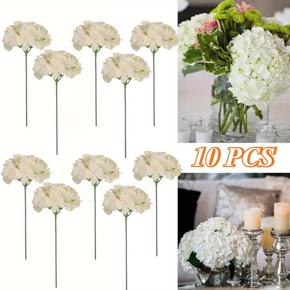 10pcs Wrinkle-Resistant Champagne Faux Silk Flower Bouquet - 7in Flowers, 9in Stems, 13in Tall Realistic Decor, Vase Centerpiece for Wedding, Birthday, Party - Home Improvement Garden Supplies Tabletop Toppers, Engagement Accent
