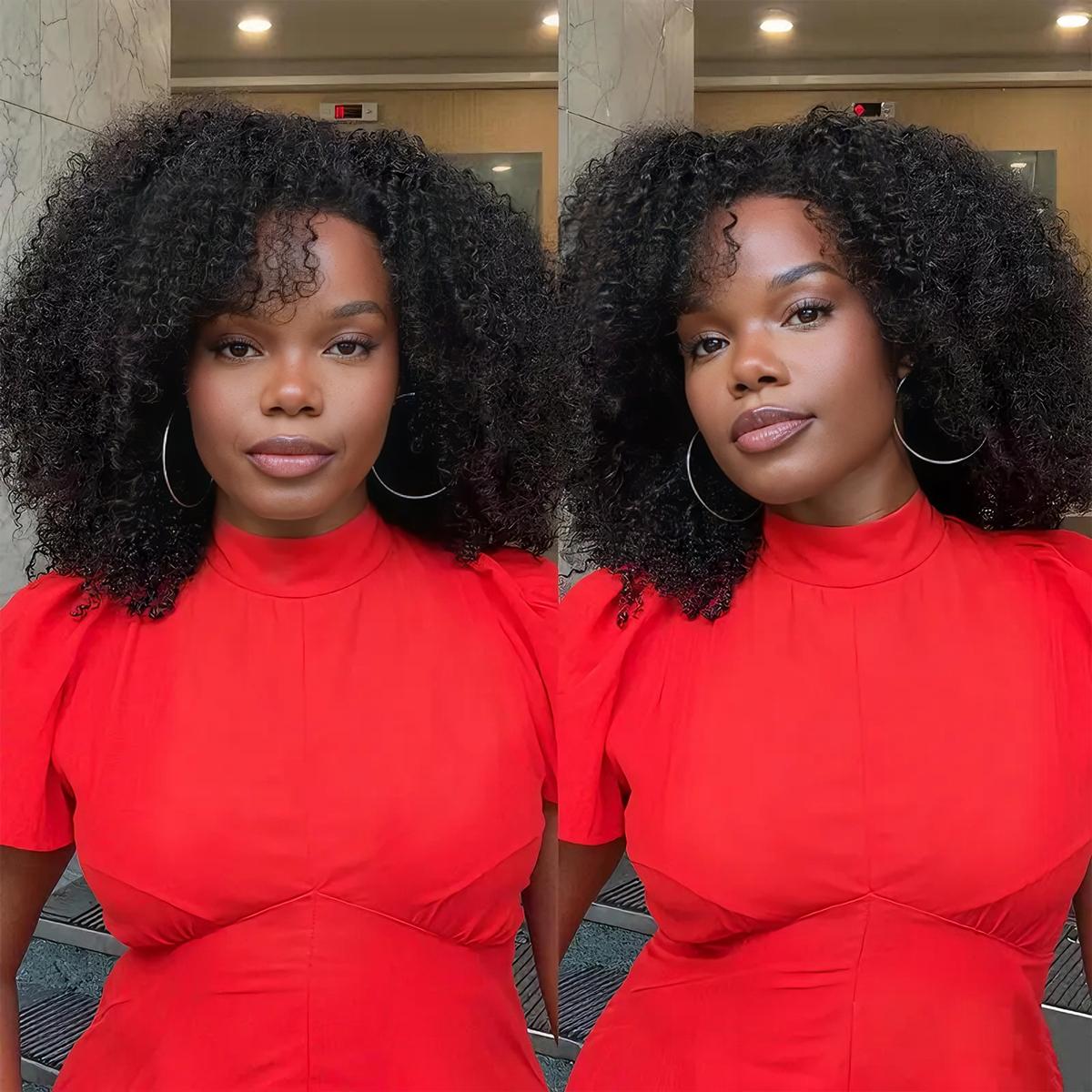 【New Arrival】Afro Kinky Curly Half Wig Flip Over Wear Go Glueless Wig Salon Quality 200 Density 100% Human Hair Drawstring Wig for Beginners #TikTokShopBackToSchool Hair Clip Set