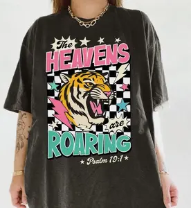The Heavens Are Roaring Tshirt, Bible Verse Shirt, Religious Shirt, Christian Shirt, 80s Faith Shirt, 90s Aesthetic Clothing,Black-Hoodie-front Black-Sweatshirt-front