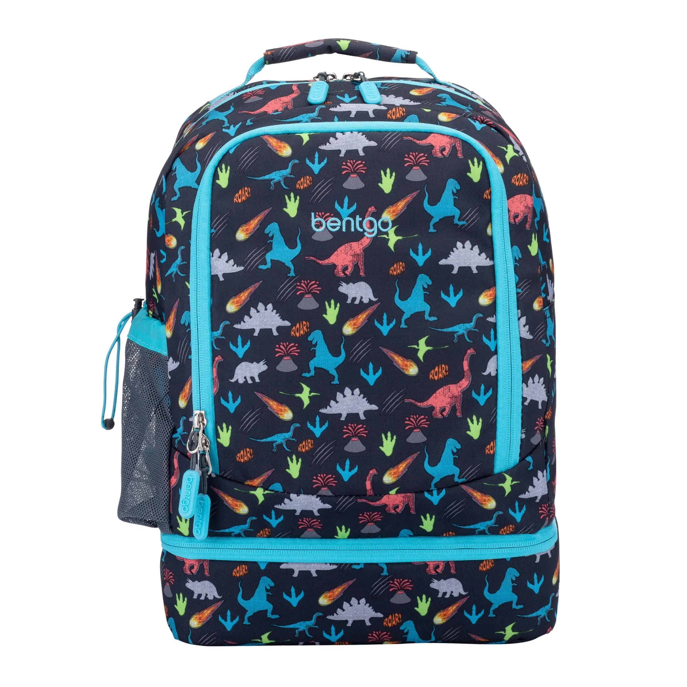Bentgo Kids 2-in-1 Backpack & Insulated Lunch Bag - Durable 16” Backpack & Lunch Container in Unique Prints for School & Travel - Water Resistant, Padded & Large Compartments (Dinosaur)
