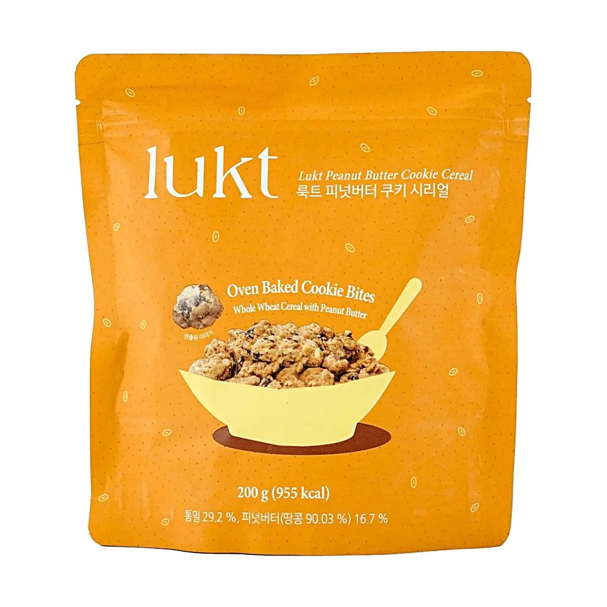 LUKT Korean Peanut Butter Cookie Granola Cereal 200g - Healthy Sweet Treat, No Added White Sugar, Perfect with Milk