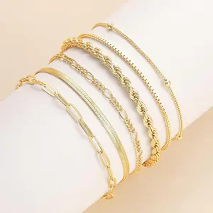 FOXGIRL Chain Stack Bracelets For Women Bracelets Waterproof Bracelet Pack Stack Gift Cuban Link Paperclip Chain Fashion Bracelet