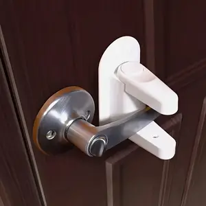 Door Handle Lock, Easy Installation with No Tools Required, 2-Button Press 90° Rotating Handle, Polished Metal Surface, Durable & Reliable Door Security Lock