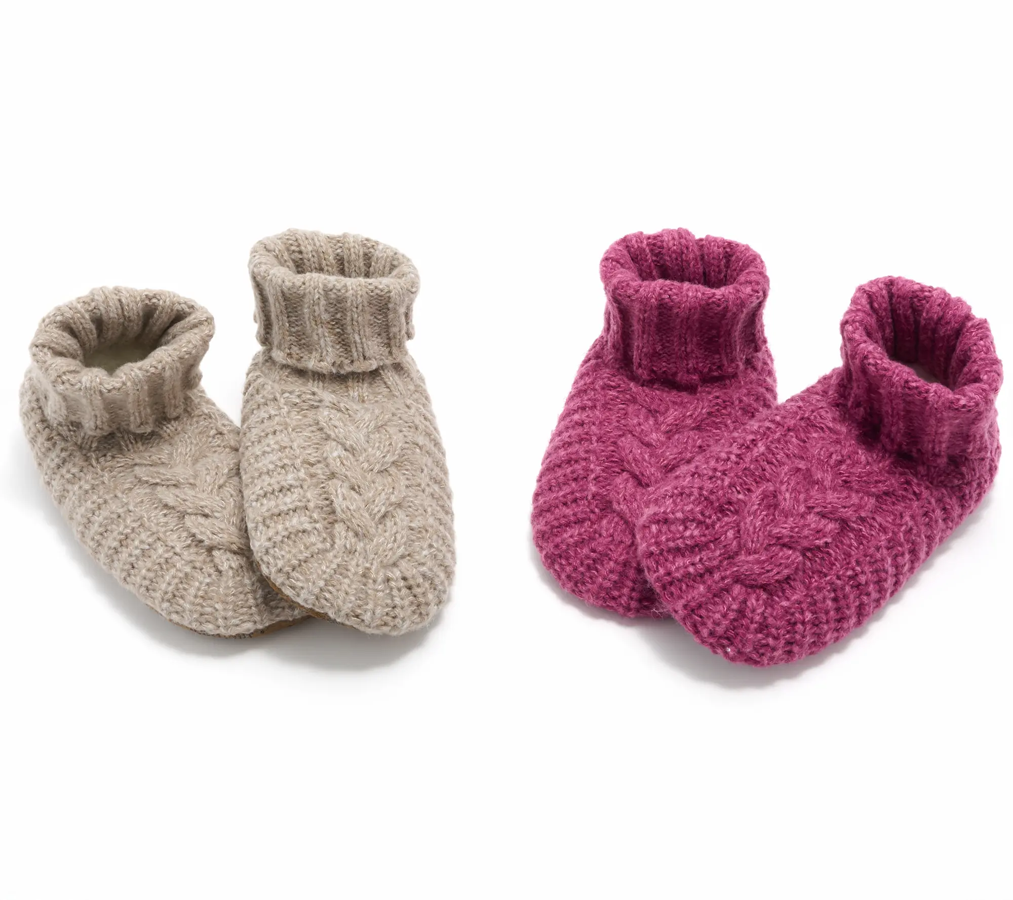MUK LUKS Set of 2 Shea Butter Infused Cable Knit Fold Over Slipper Sock MUK LUKS Set of 2 Shea Butter Infused Cable Knit Fold Over Slipper Sock
