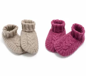 MUK LUKS Set of 2 Shea Butter Infused Cable Knit Fold Over Slipper Sock