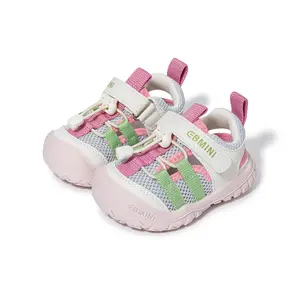 EBMINI Closed Toe Toddler Sandals | Pink Green Colorful Bungee Non Slip First Walker Summer Shoes for 15M-5Y