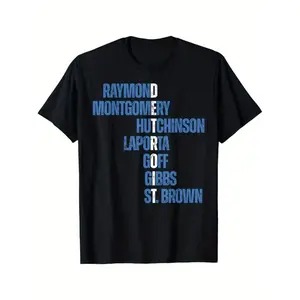 Summer t Shirts Raymond Montgomery Hutchinson Laporta Goff Gibbs St Brown T-Shirt Classic Cotton T-Shirt Timeless Style Staple