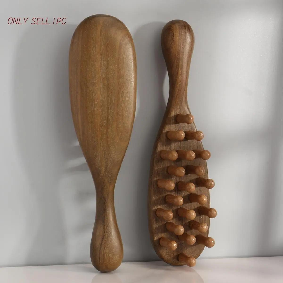 Natural Wooden Massage Comb, 1 Count Scalp Massager, Large Wide-Tooth Scalp Meridian Scraping Massage Comb, Hair Care & Styling Tool Brush for Home & Salon Use