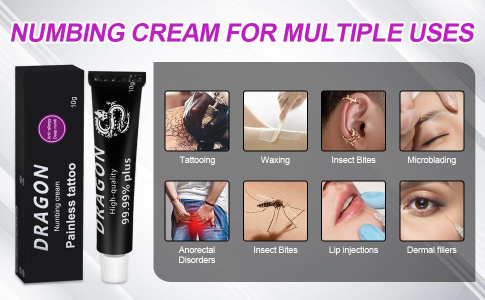 Dragon 99%  Tattoo Numbing Cream – Strong Numb for Piercing, Waxing & Eyebrow Makeup
