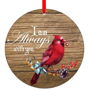 Christmas in Heaven Ornaments - Red  Christmas Ornaments Sympathy Gifts for Loss of Loved  3.5" I am Always with You in Memory of Loved  Memorial Ornament Xmas Tree Decorations